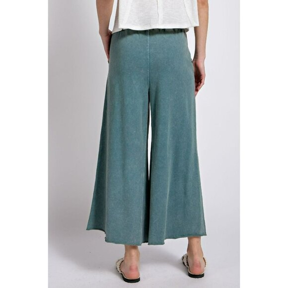 Stay Comfy Wide Leg Comfy Pants in Teal Green - Picture 3 of 6
